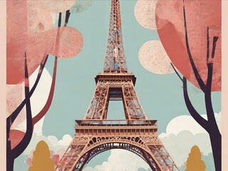 Eiffel tower collage - obrazy, fototapety, plakaty