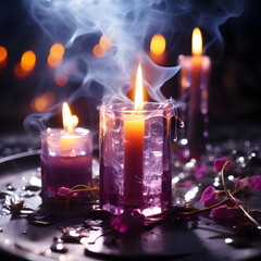 Obraz na płótnie Canvas burning candles, ai-generatet