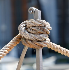 rope with knots for boat mooring