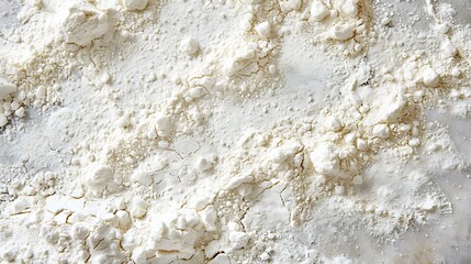 Flat lay White flour sprinkled on a kitchen counter after baking : Generative AI