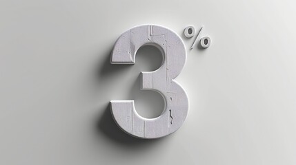 the number three is cut out of a piece of wood on a white background - obrazy, fototapety, plakaty