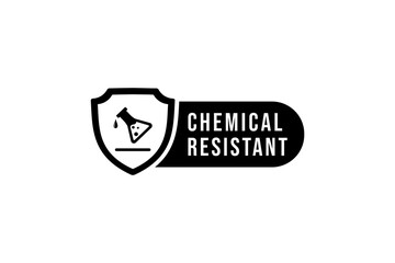 Chemical resistant label or Chemical resistant mark Vector Isolated. Best Chemical resistant label for product packaging design element. Best Chemical resistant mark for packaging design element.