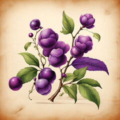 plum on parchment paper background