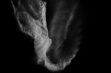Abstract dust overlay texture. Motion of white particles on black background. Powder explosion.	
 - obrazy, fototapety, plakaty