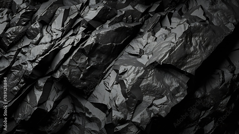 Aufkleber black white rock texture rough mountain surface closeup dark volumetric stone background with space 