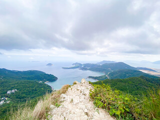 Mountain Vista Overlooking Tranquil Coastal Bay, Clear Water Bay Country Park, Hong Kong