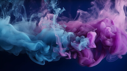 Colorful rainbow smoke in the black background. Abstract flowing of colored liquid wave concept.