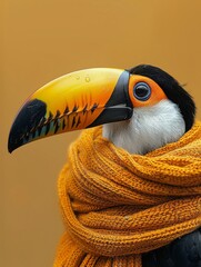 Toucan in a scarf viewed from a marine angle - obrazy, fototapety, plakaty