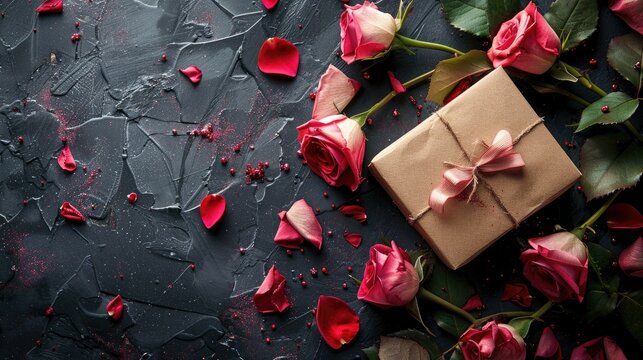 Celebrating Women s Day with a touch of Valentine s charm Create a beautiful composition featuring a gift roses and a sweet greeting card Don t forget to leave space for your heartfelt mess