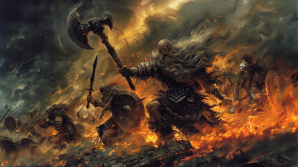 fantasy army battle warrior viking medieval - by generative ai