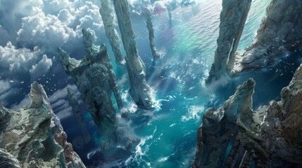 Cinematic The Fantasy of Ocean Background - obrazy, fototapety, plakaty