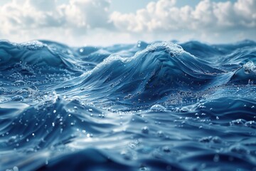 Here, we see gentle waves creating a rhythmic pattern, the clarity of the blue water accentuating the calming ocean surface - obrazy, fototapety, plakaty