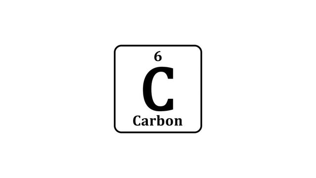 Carbon icon texture animation. 6 number C Carbon on white background 4k video.