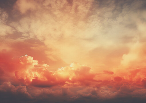 Glowing real sky at sunset texture background. AI-Generated Image