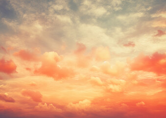 Naklejka na ściany i meble Glowing real sky at sunset texture background. AI-Generated Image