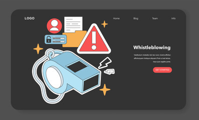 Illustrative concept highlighting the importance of whistleblowing in the digital age, with symbols of alert, document security, and user confidentiality. Flat vector illustration