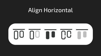 Align Horizontal Top icons in 5 different styles as vector