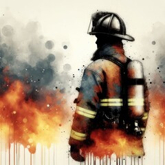 Firefighter illustration with Generative AI.