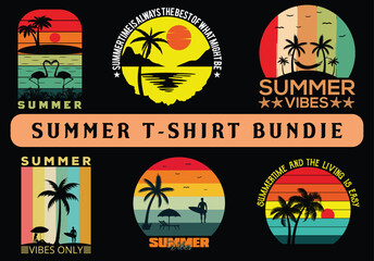 Summer Tshirt design bundle package summer retro design bundle summer design for 2024