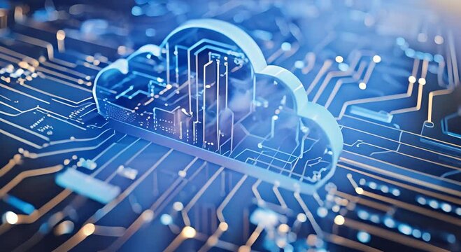 Futuristic cloud computing circuit board, digital transformation concept, Technology Background