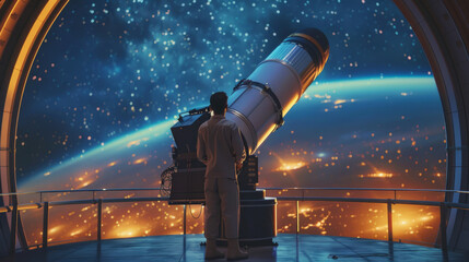 Exploring distant cosmic phenomena through advanced telescope technology. - obrazy, fototapety, plakaty