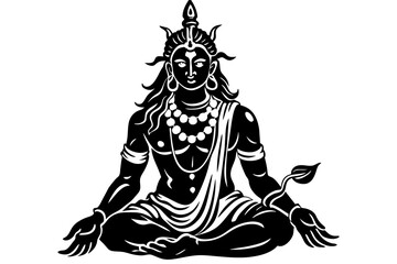 Lord Shiva simple outline vector silhouette 