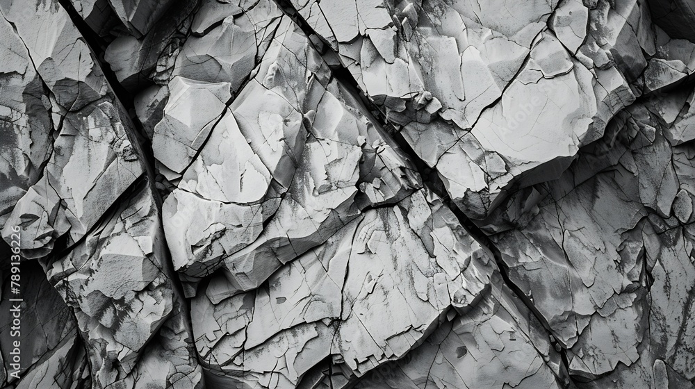 Aufkleber black white rock texture mountain surface closeup gray stone background with copy space for design w