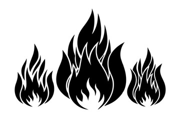 Fire icons vector silhouette 