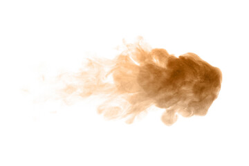 brown smoke steam spray isolated on a white background. abstract vapor water concept of texture...