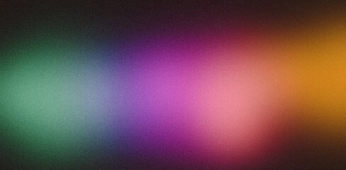 Dark black orange pink blue green , a rough abstract retro vibe background template or spray texture color gradient shine bright light and glow , grainy noise grungy empty space