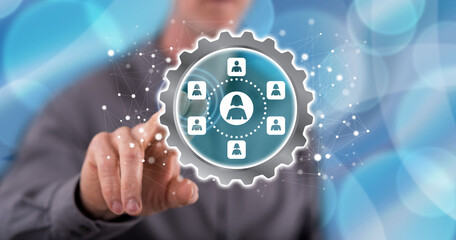 Man touching an influencer concept