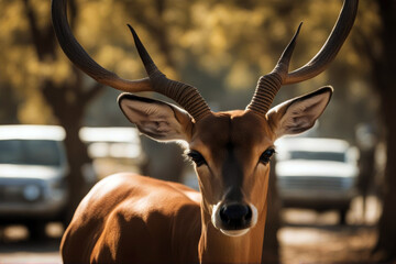 isolated impala male antelope nature brown herbivore wildlife background white gazelle game horn africa african beauty - obrazy, fototapety, plakaty