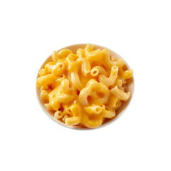 Classic Macaroni and Cheese in White Bowl on Transparent Background