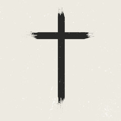 minimal grunge christian cross design  - obrazy, fototapety, plakaty