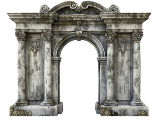 Fototapeta premium Antique brick archway brick wall a grand entry way on transparent background, png 