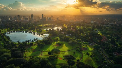 Aerial view of Nairobi, city parks and urban centers - obrazy, fototapety, plakaty