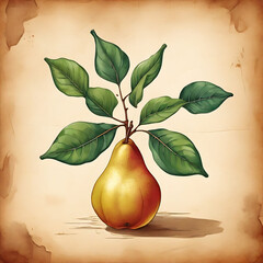 pear on parchment paper background