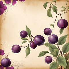 plum on parchment paper background