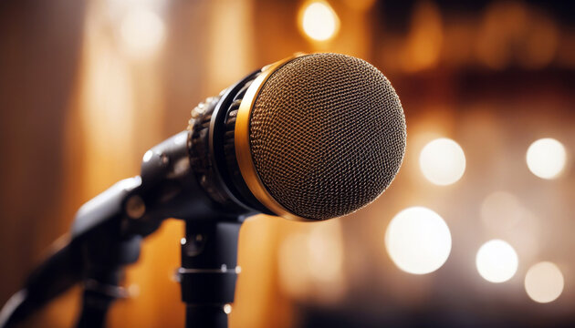 content effect recording studio sound creator creating Condenser microphone golden equipment mic audio broadcast broadcasting computer creative digital dj editing editor