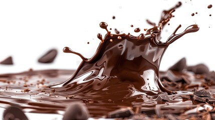 chocolate splash isolated on white, milk chocolate splash isolated on a white background