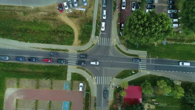 Centrum Crossroad Lukecin Skrzyzowanie Aerial View Poland