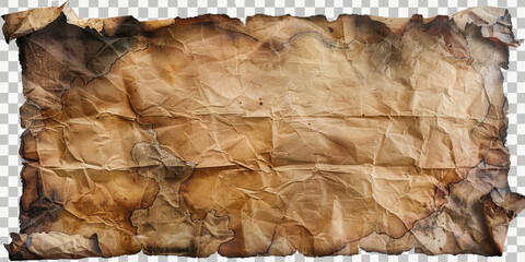 Fototapeta premium brown parchment paper with torn edges isolated on white background. beige old paper