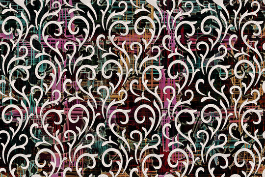 seamless pattern with elements of baroque pattern multi background