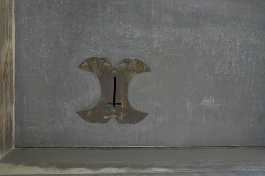 Japanese Traditional Keyhole, Secret Door Texture. Antique door of The Old Japanese Storage house.