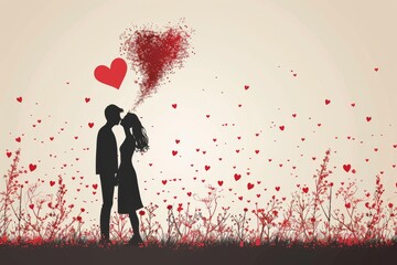 Expressions of Love in Art: Romantic Couples and Gentle Embraces Captured in Creative Illustrations for Engagements and Weddings