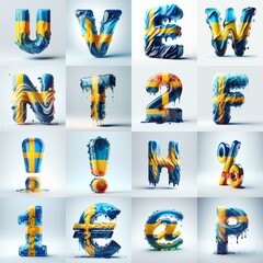Fototapeta premium Sweden flag glass lettering. AI generated illustration