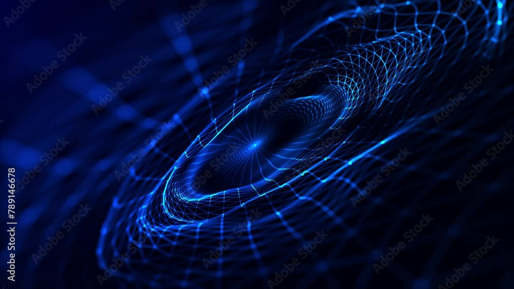 Poster abstract cyber background with wavy shape particles, digital blue waves. futuristic technologies. se
