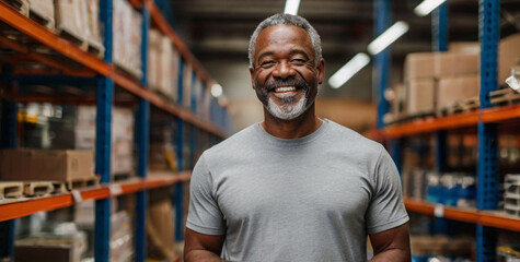 Portrait of happy mature man standing in hardware store