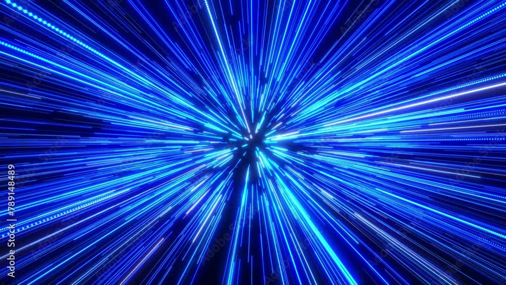 Poster flying in space, then entering hyperspace. hyperspace jump through the stars into space. speed of li