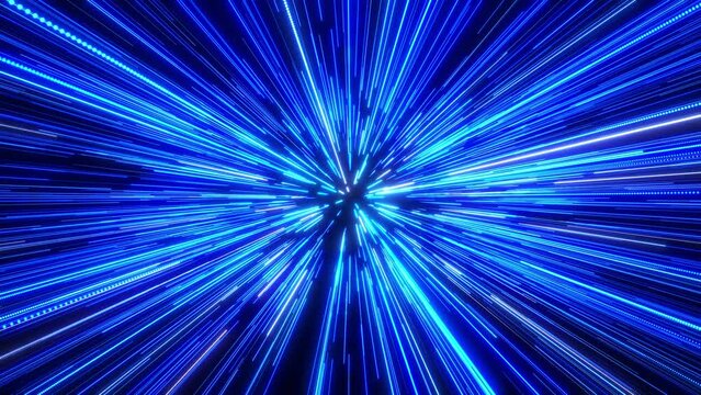 Flying in space, then entering hyperspace. Hyperspace jump through the stars into space. speed of light animation. fast travel at the speed of light through a wormhole tunnel in space.  3D, 4K